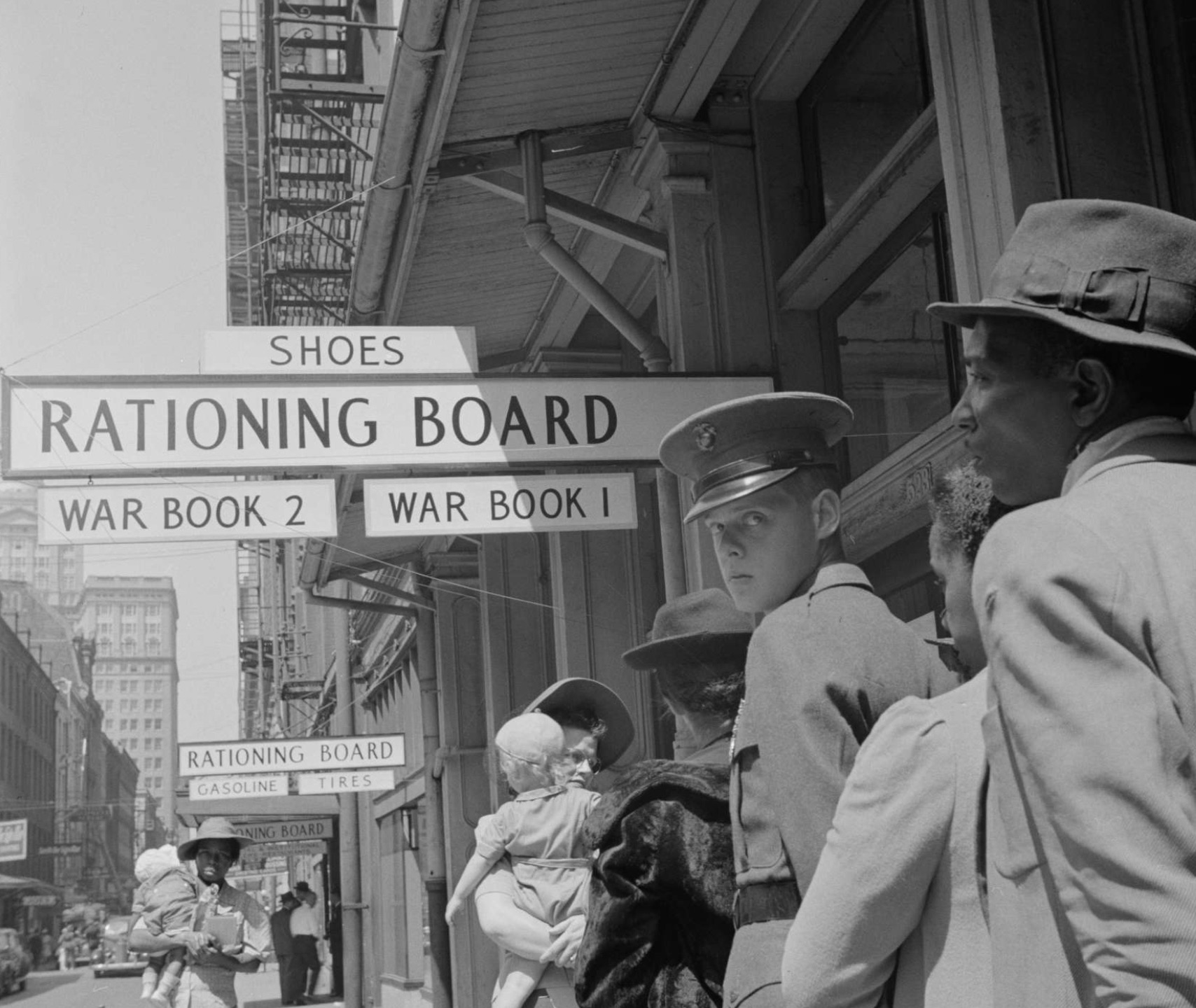 People waiting on line at the Rationing Board
